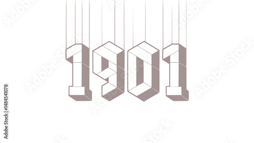 1901 Retro 3D Number Design Art