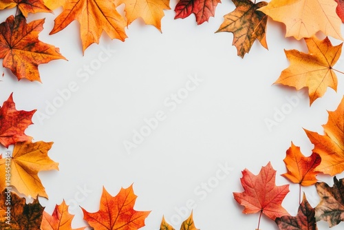 Fototapeta Naklejka Na Ścianę i Meble -  bright maple leaves symbolizing fall beauty isolate on white background