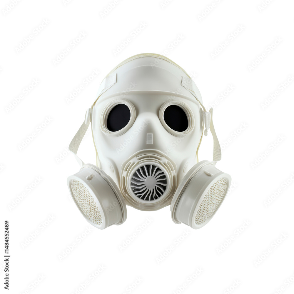 White Respirator Mask, Industrial Safety Equipment, Close-up White Respirator Mask, Industrial Safety Equipment, Close-up