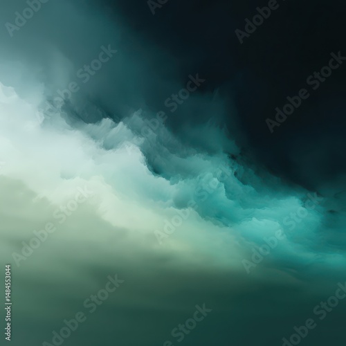 Cool mint merges into dark pine in a soft, blurry gradient, creating a luxurious color shift.