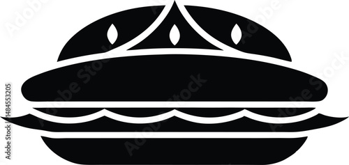 vada pav and burger silhouette symbol illustration set, Vada Pav and Burger Line Art Icons Vector Set of Indian Fast Food Outlines, set of black and white food icons.