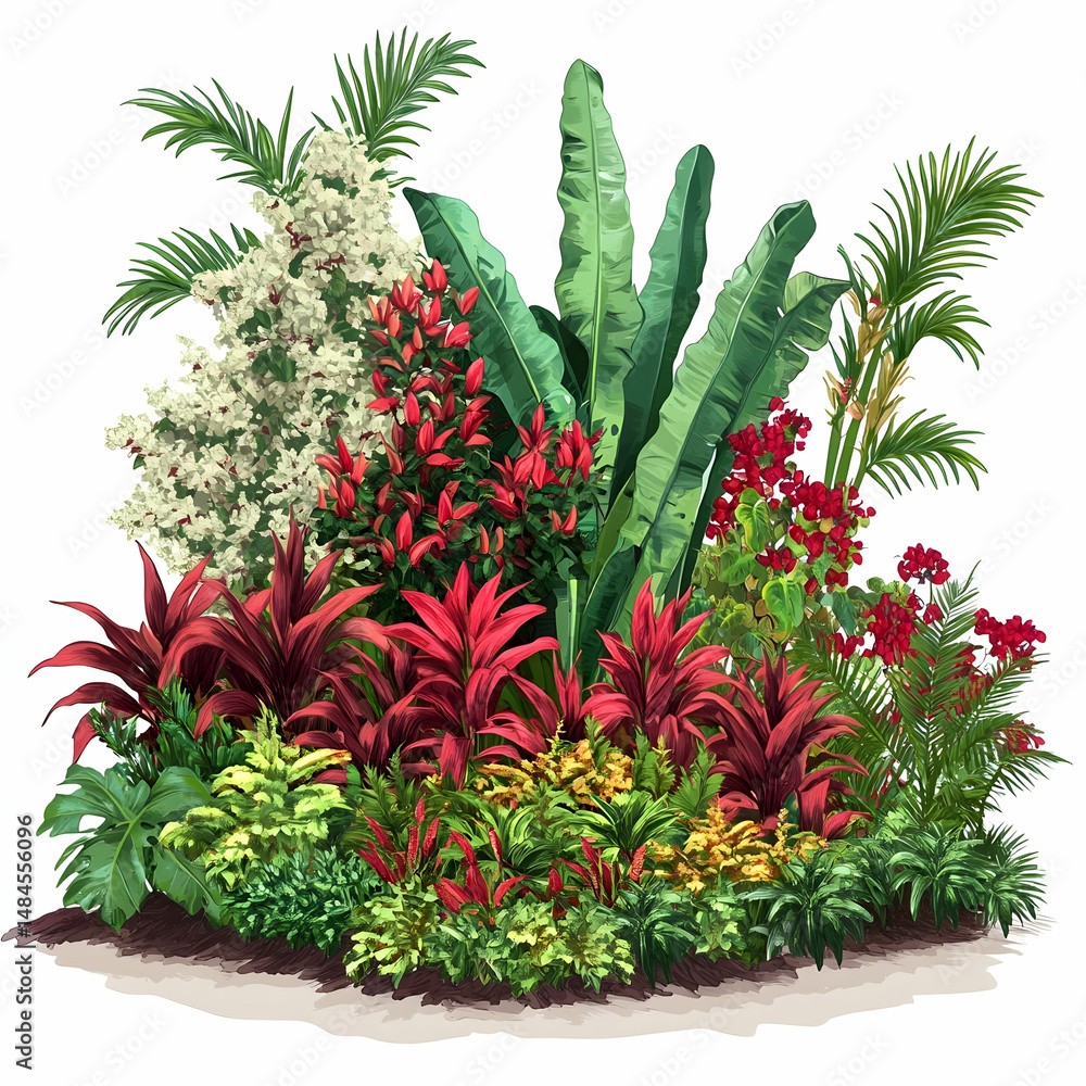 Fototapeta premium Lush tropical garden landscaping design (1)