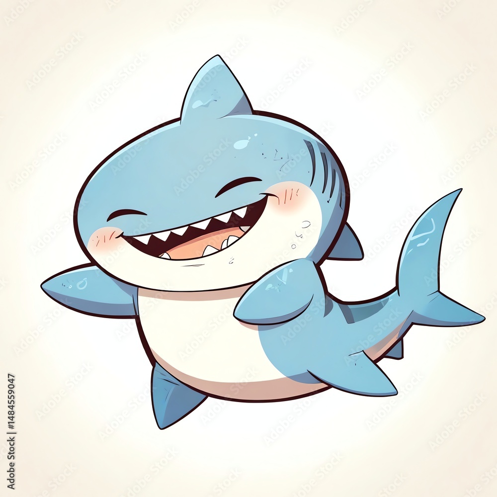 Adorable Happy Shark Cartoon Illustration Adorable Happy Shark Cartoon Illustration