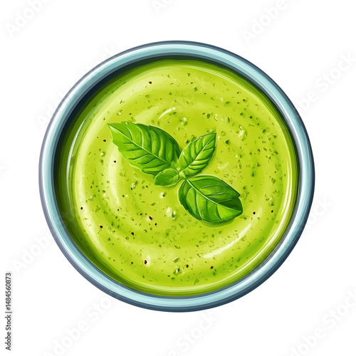 delicious guacamole sauce in a bowl with no background

