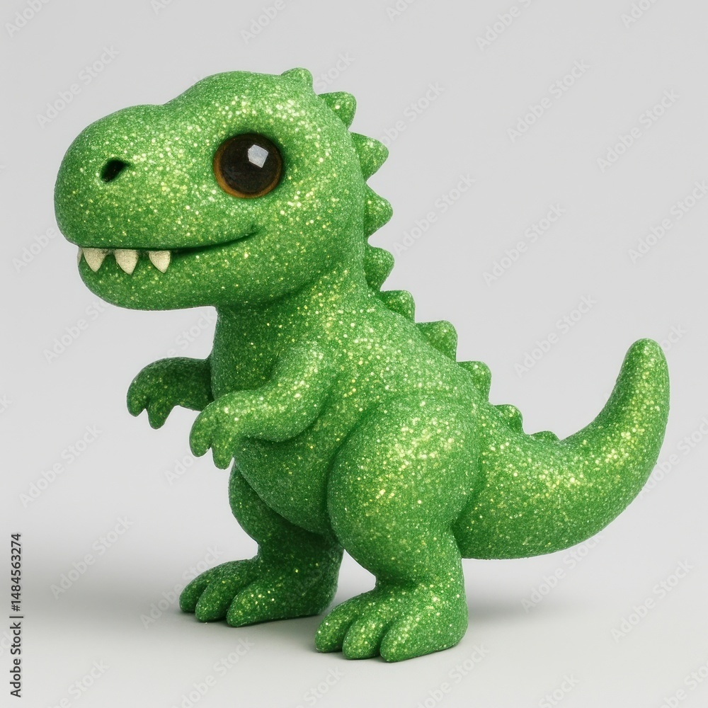 Fototapeta premium Glittery green dinosaur toy