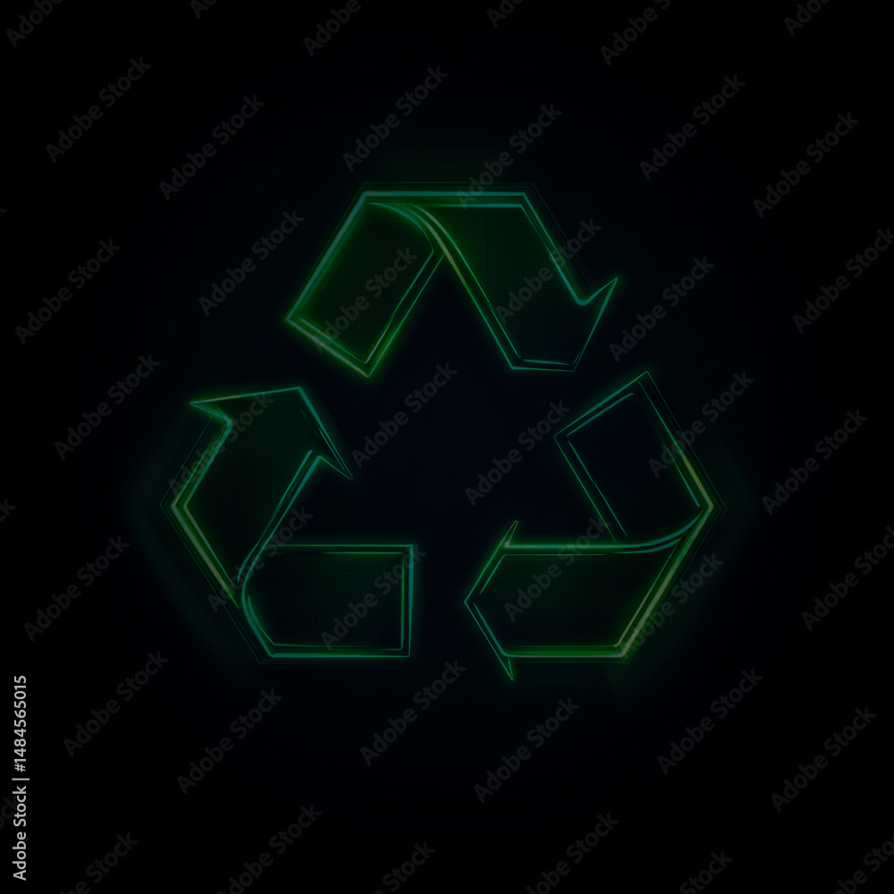 Futuristic glowing neon recycle icon logo cyberpunk eco theme with clean symmetry high contrast detailed light reflections ultra HD on dark background Futuristic glowing neon recycle icon logo cyberpunk eco theme with clean symmetry high contrast detailed light reflections ultra HD on dark background