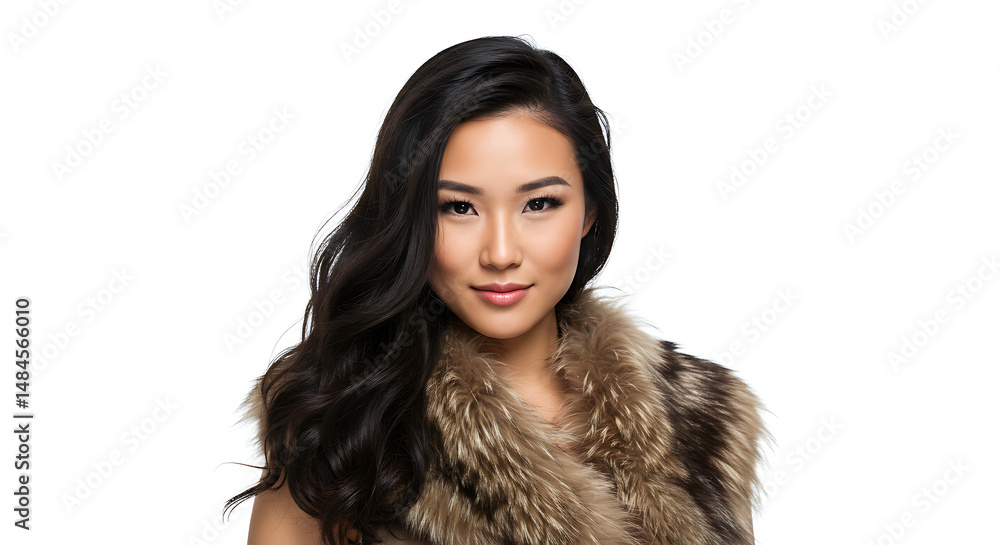 Woman in faux fur shawl portrait Woman in faux fur shawl portrait