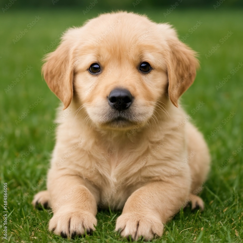 Fototapeta premium Adorable golden retriever puppy outdoors.