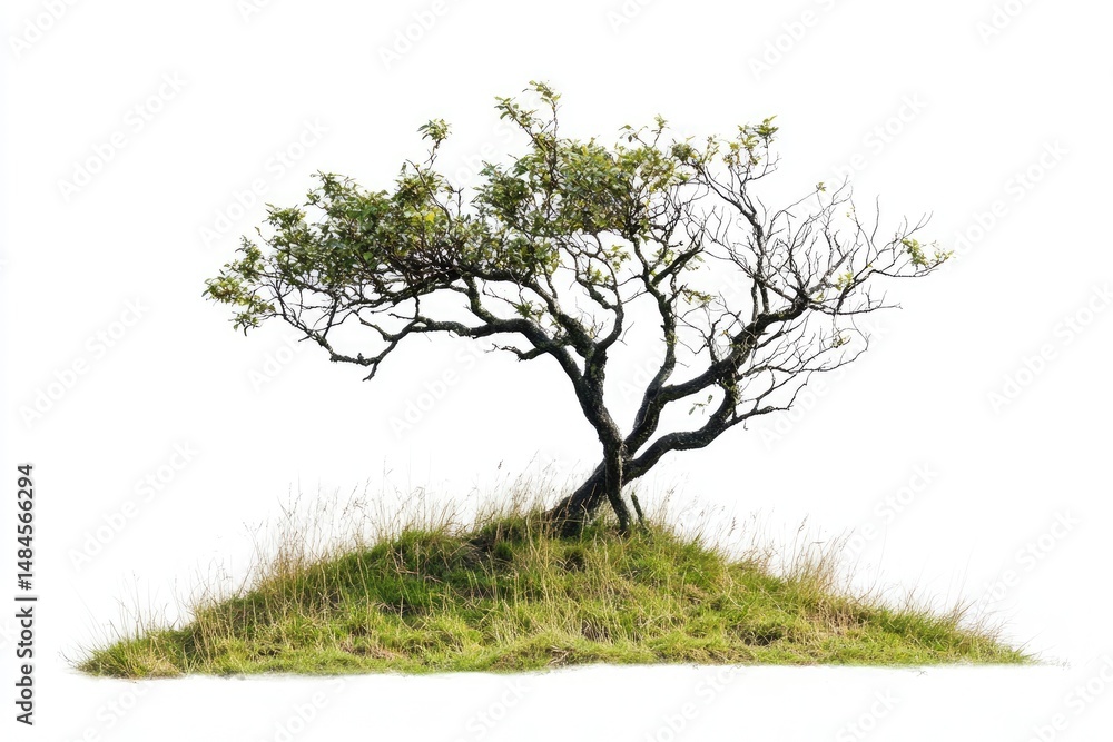 Fototapeta premium Isolated tree atop a grassy mound