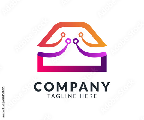 Home tech abstract colorful logo icon vector template design for corporate business.