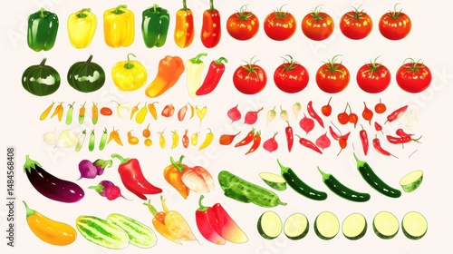 Wallpaper Mural Set of fruits and vegetables Torontodigital.ca