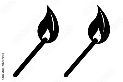 vector illustration of a burning match