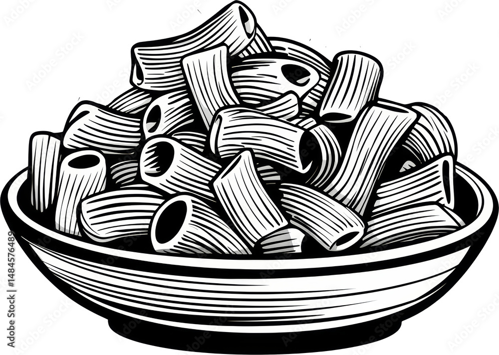 Fototapeta premium pasta plate sketch line art drawing 