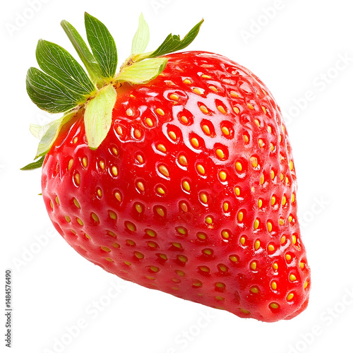 Single fresh strawberry isolated on black background