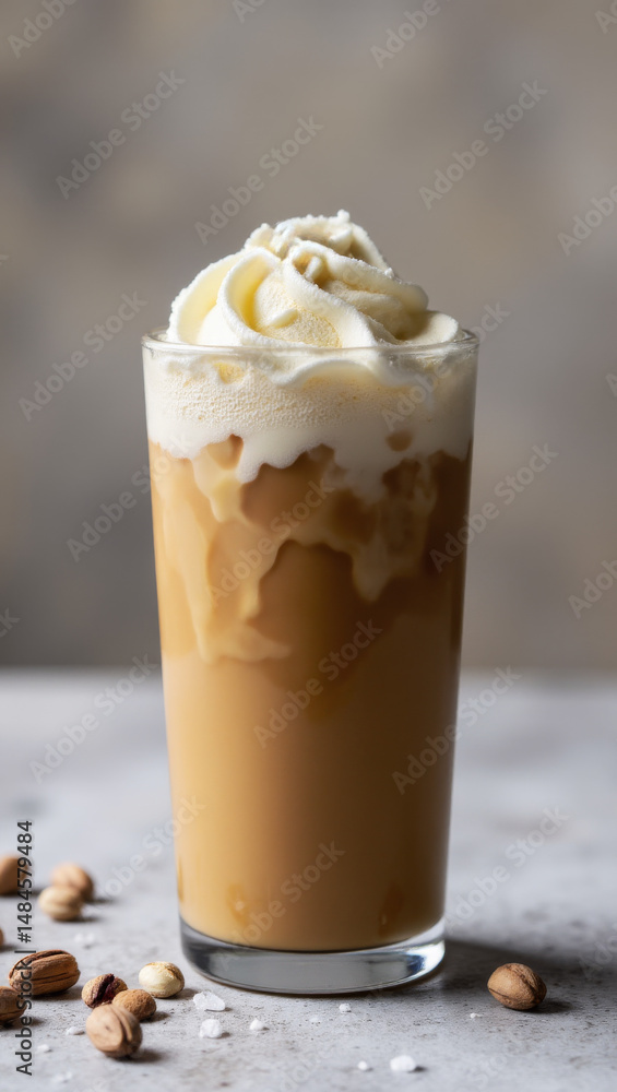 Gourmet Iced Coffee with Salted Pistachio Cream Topping Gourmet Iced Coffee with Salted Pistachio Cream Topping