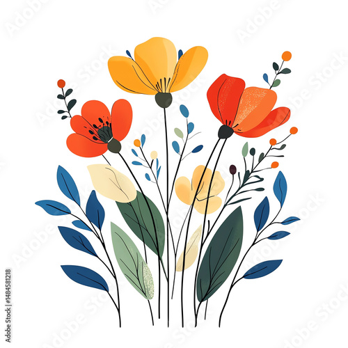 Wallpaper Mural Floral Bouquet Illustration Torontodigital.ca