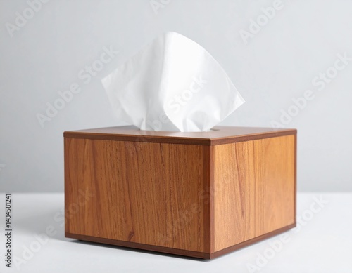 tissue wooden box on white backgrounda simple