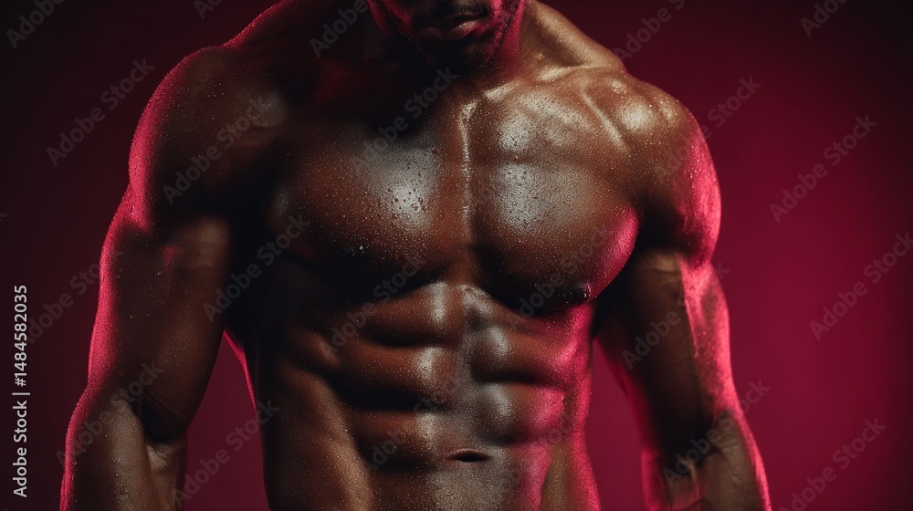 Obraz premium Intense gym workout close-up of six-pack abs in a fitness environment hardcore cardio training for optimal results