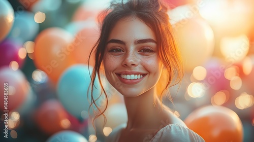 A vibrant display of balloons floating in the air, a festive and joyful scene of celebration