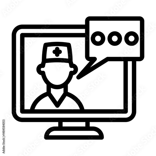 Chat with Doctor Vector Line Icon Design
