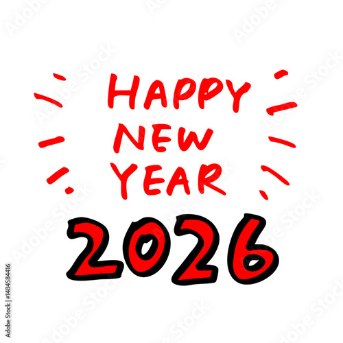 2026年の手描き風ハッピーニューイヤーメッセージ