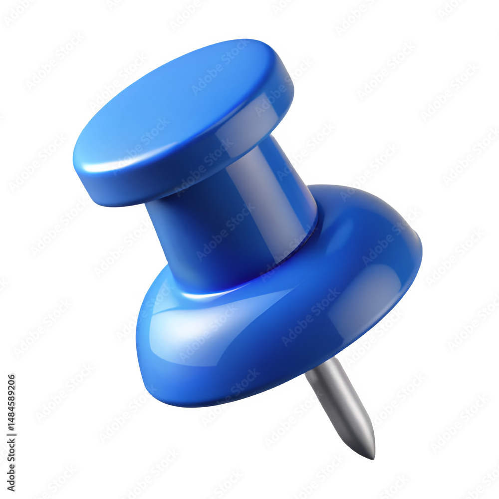 Shiny blue pushpin isolated on black background illustrating office supplies stationary Shiny blue pushpin isolated on black background illustrating office supplies stationary