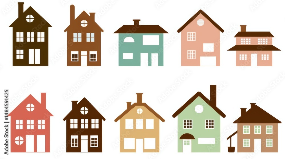 Isolated houses set Isolated houses set