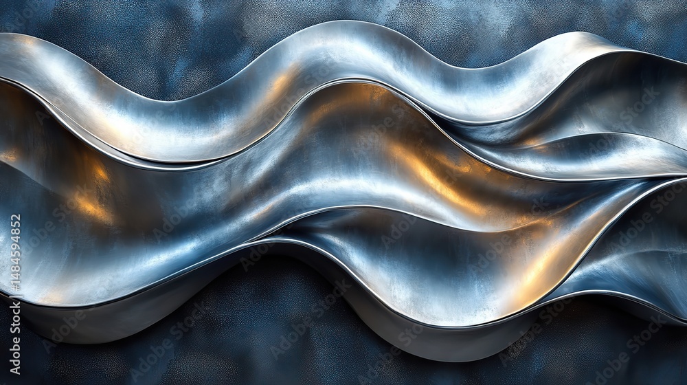 Naklejka premium Abstract forms of metallic silver and deep charcoal intertwine, creating a sleek and modern aesthetic that suggests industrial design and minimalist elegance