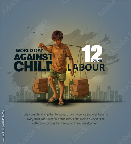 Wallpaper Mural World Day Against Child Labor victim Concept With Child. abstract vector illustration design Torontodigital.ca