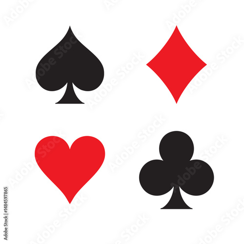 Symbols of playing cards. Spades; clubs; hearts; diamonds isolated on a white background. Vector illustration