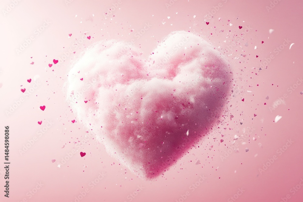 Obraz premium Heart-shaped cloud of pink cotton candy