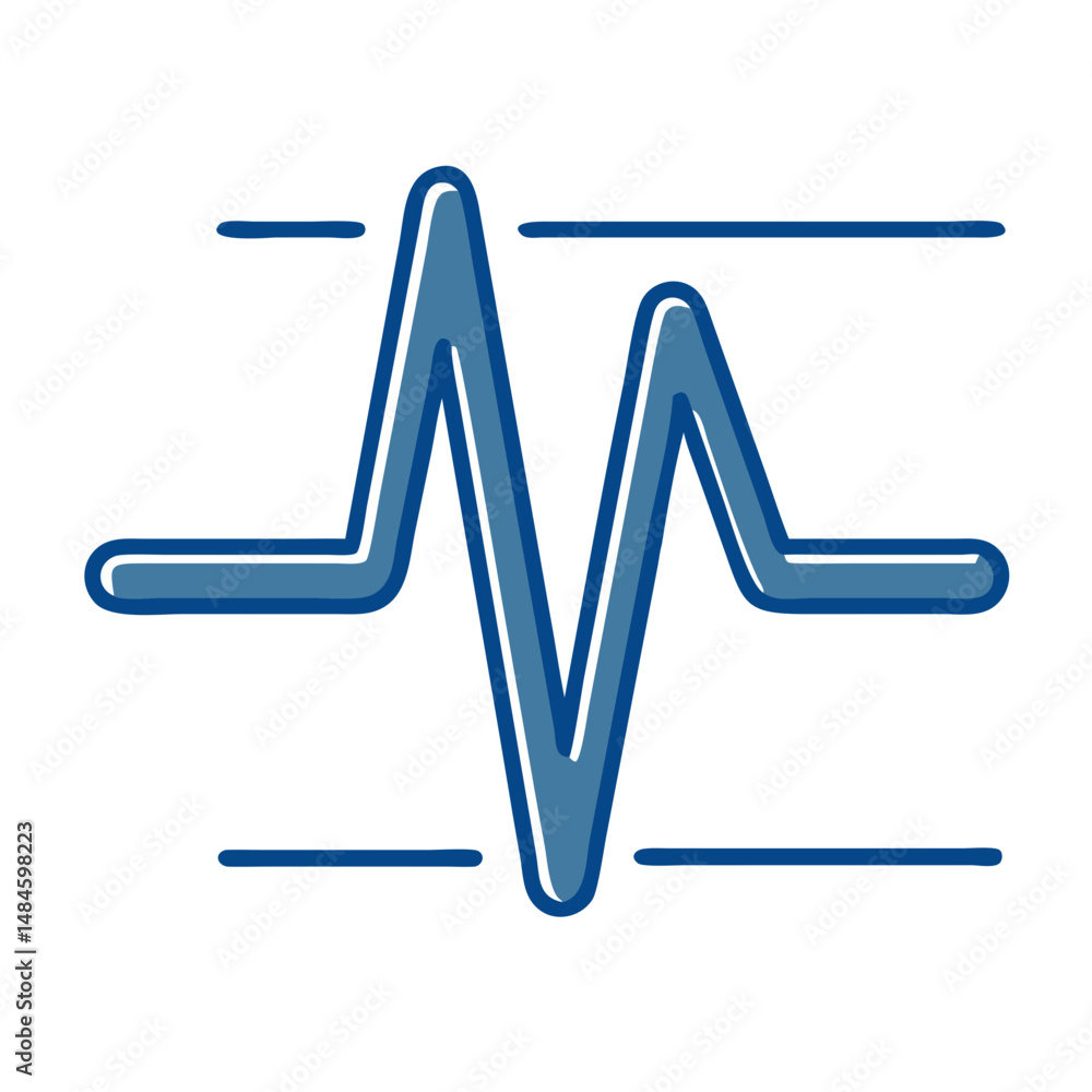 Pulse line icon in blue color on a minimal white background Pulse line icon in blue color on a minimal white background