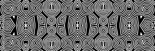 Geometric ethnic white original pattern on a black background, banner. The template is suitable for laser cutting of metal, wood carving, coloring. Stencil for carving, paper design, stained glass.