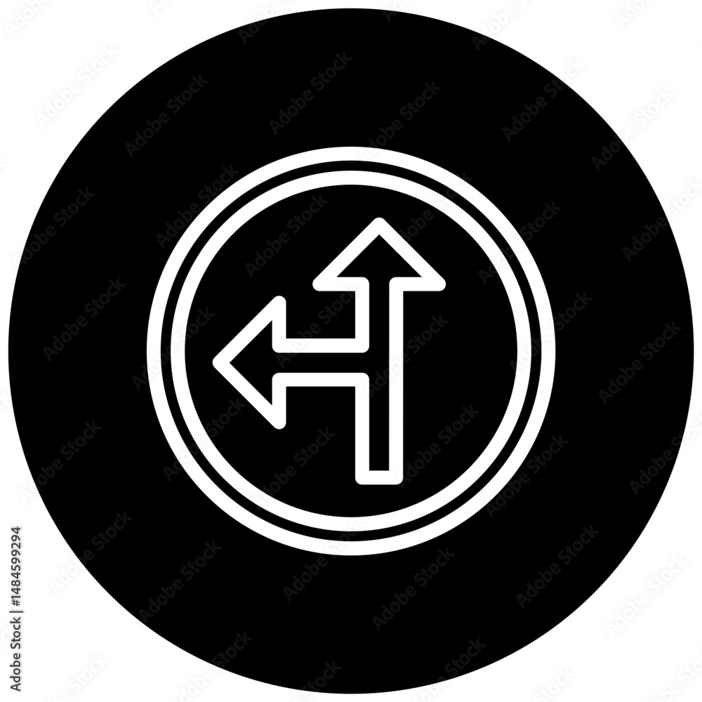 Side Road Left Icon Side Road Left Icon