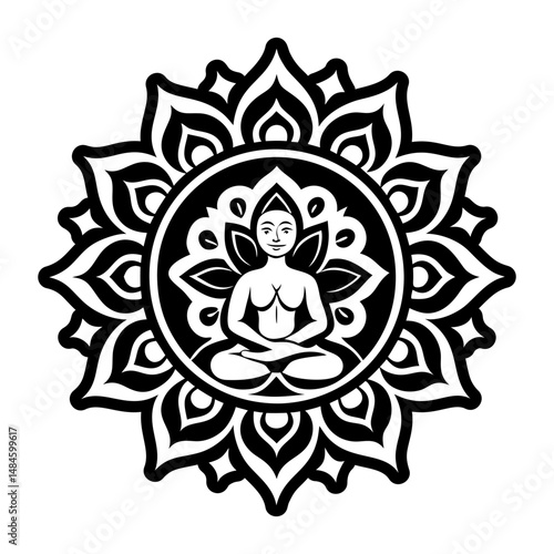 An icon depicting bodhisattva in glyph style