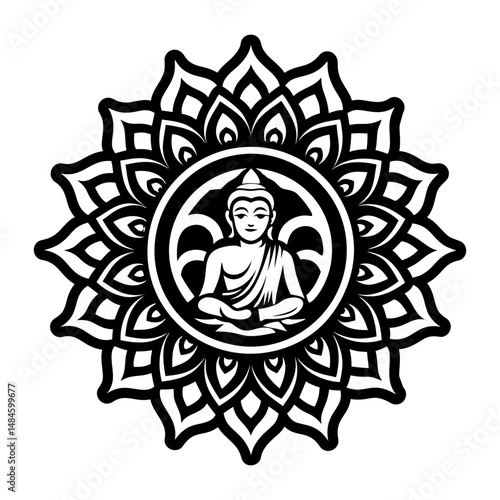 A glyph style icon of buddhist spiritual symbol