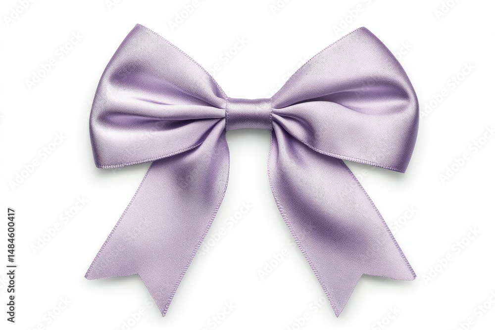 Fototapeta premium Elegant lavender ribbon bow. A smooth, light purple satin bow, perfect for gifts or decorations