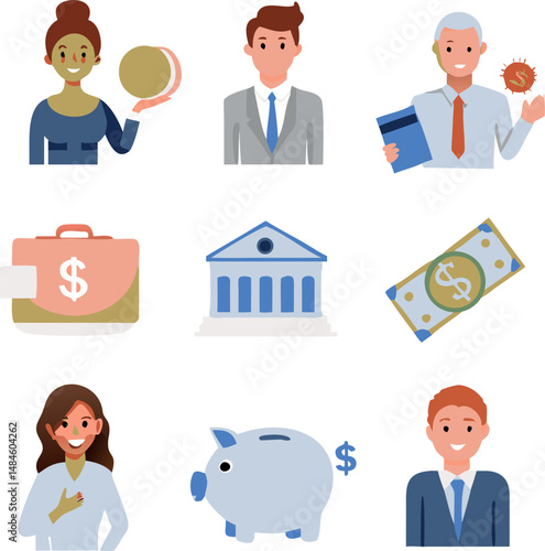 Financial Icon Collection: A set of illustrative icons capturing various financial concepts. These visual resources can be used in design and marketing materials.