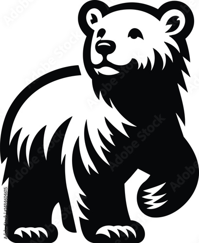Playful Polar Bear Cub Silhouette