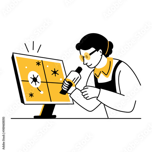 A hand drawn illustration of ballistics expert 
