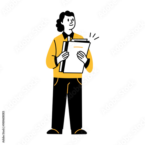 A hand drawn illustration of professional prosecutor 
