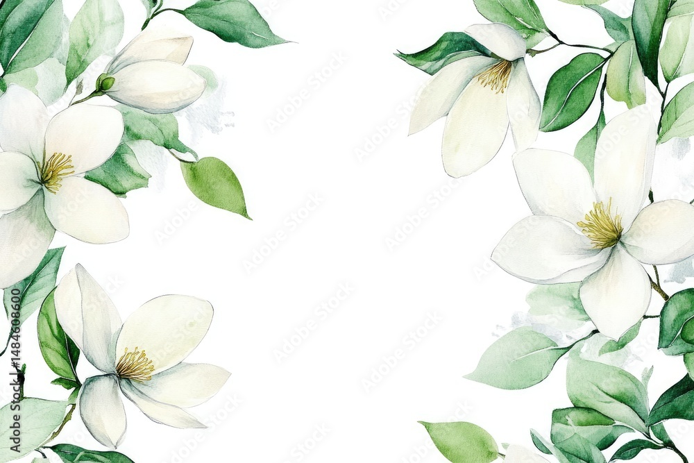 Delicate magnolia floral border Delicate magnolia floral border