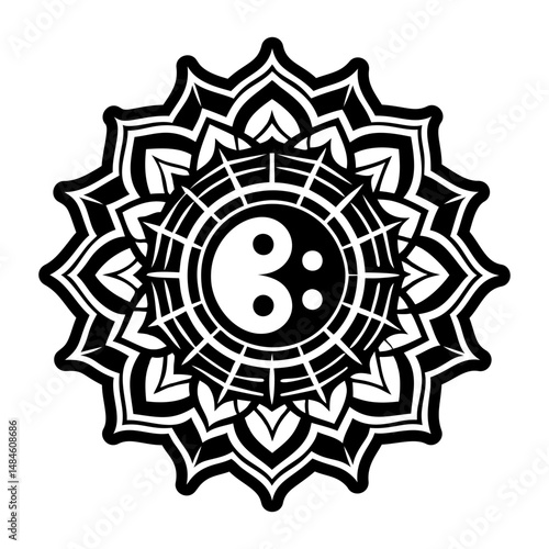 A glyph style icon of feng shui harmony