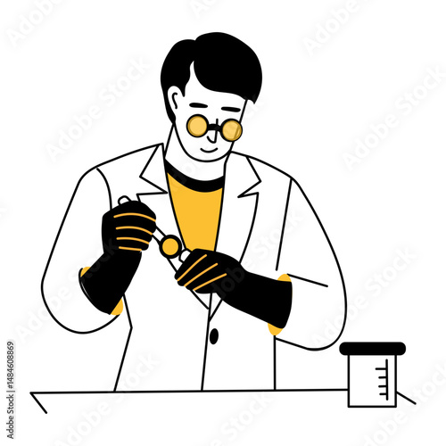 A hand drawn illustration of forensic Scientist 
