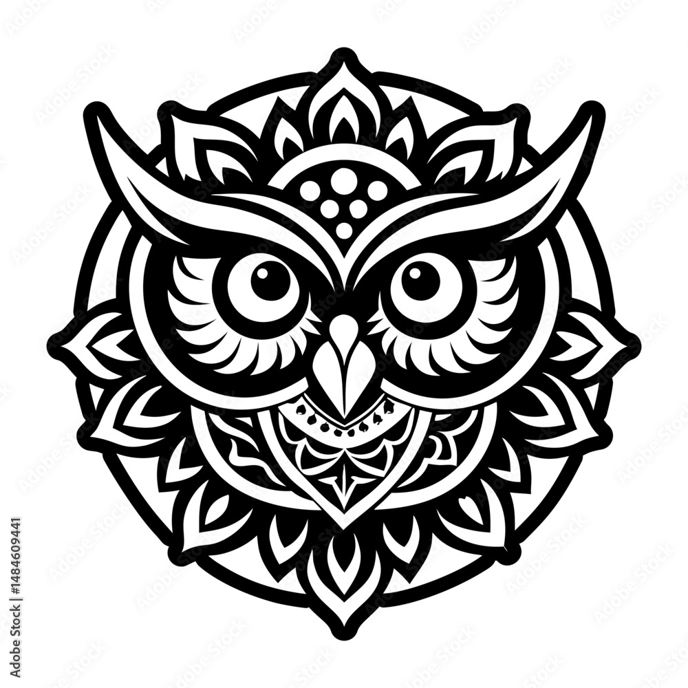 Fototapeta premium A glyph style icon of owl wisdom spirit