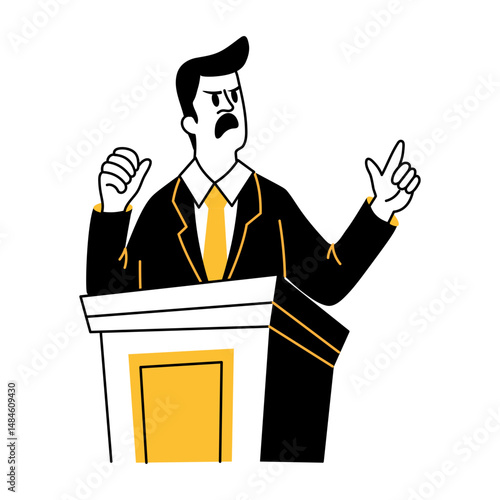 A hand drawn illustration of a male lawyer 
