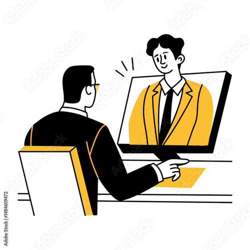 Online lawyer illustration in hand drawn style 
