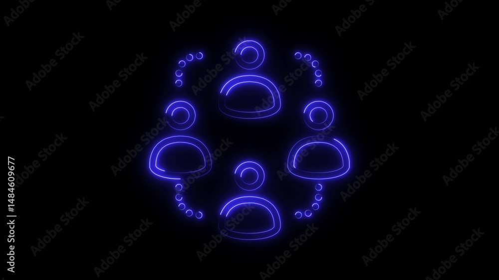Neon network of people connecting in a digital world with glowing blue lines Neon network of people connecting in a digital world with glowing blue lines