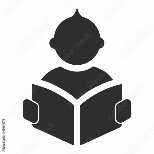 Reading silhouette icon on white background
