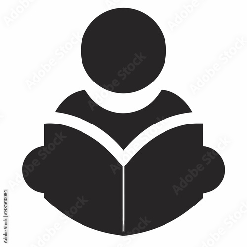 Reading silhouette icon on white background
